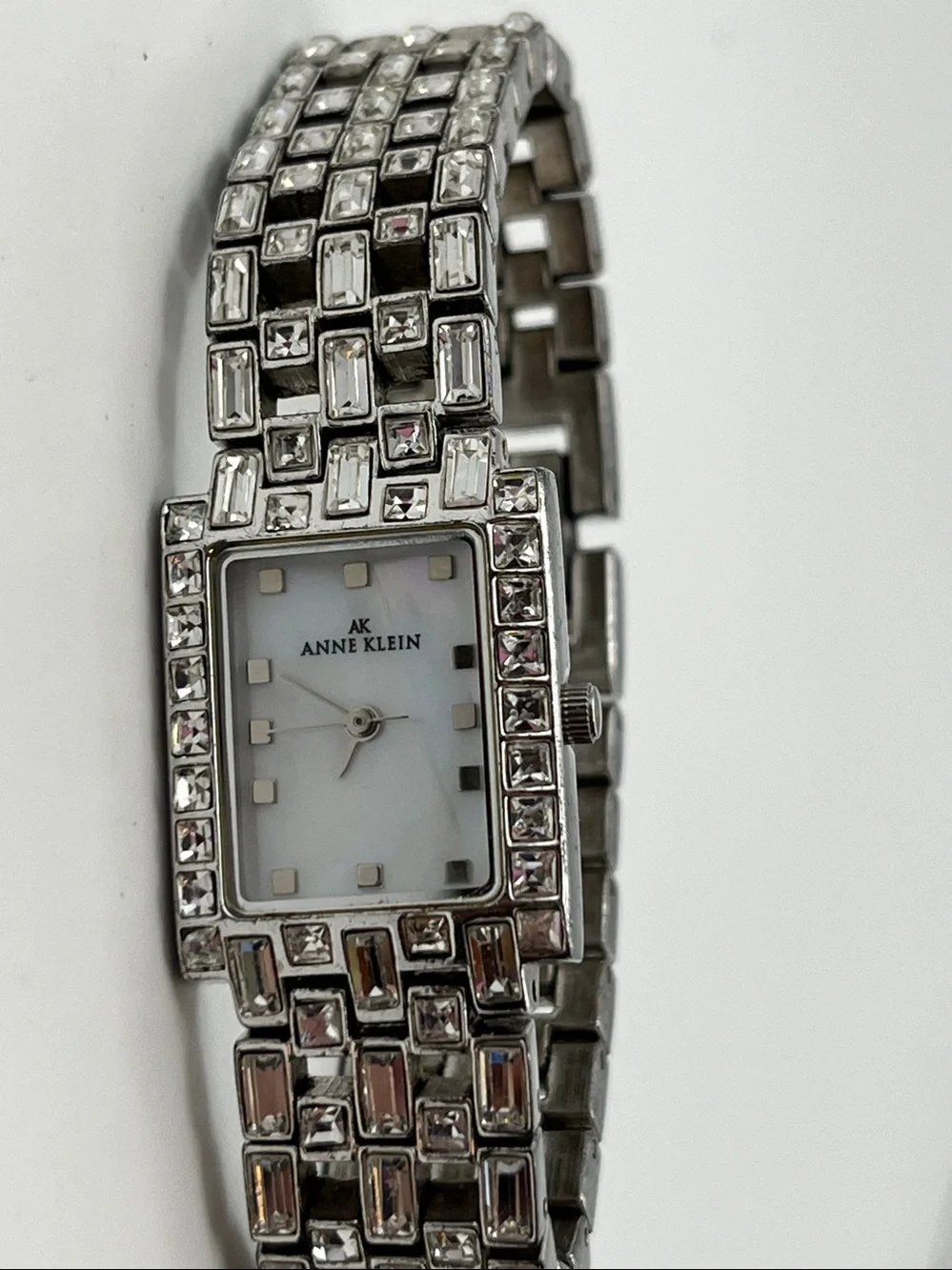 Anne Klein Silver Crystal-Accented Bracelet Watch
